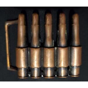 VINTAGE 1970s *RIFLE SHELL AMMO* BRASS TONE BELT BUCKLE Very Light